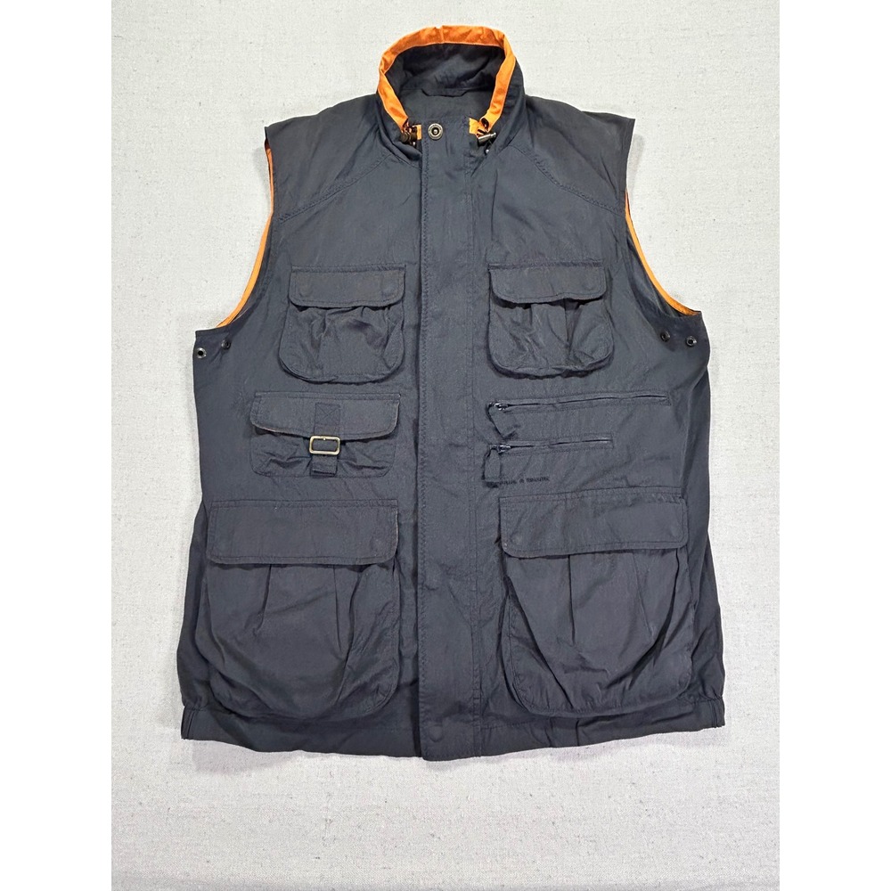 Paul & Shark Men's Large‎ Fishing Vest Cargo Pockets Full Zip Back Fish Pouch